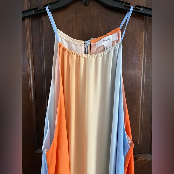 Gorgeous maxi dress w tassel tie at neck lining of same fabric to knees size 0X - Picture 2 of 7